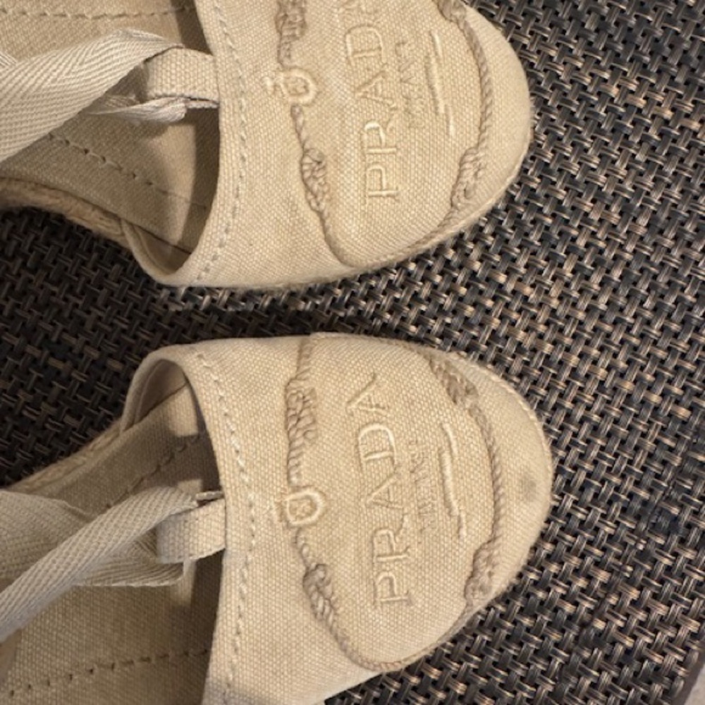 Prada Women's Tan Espadrille Wedges - Picture 2 of 4